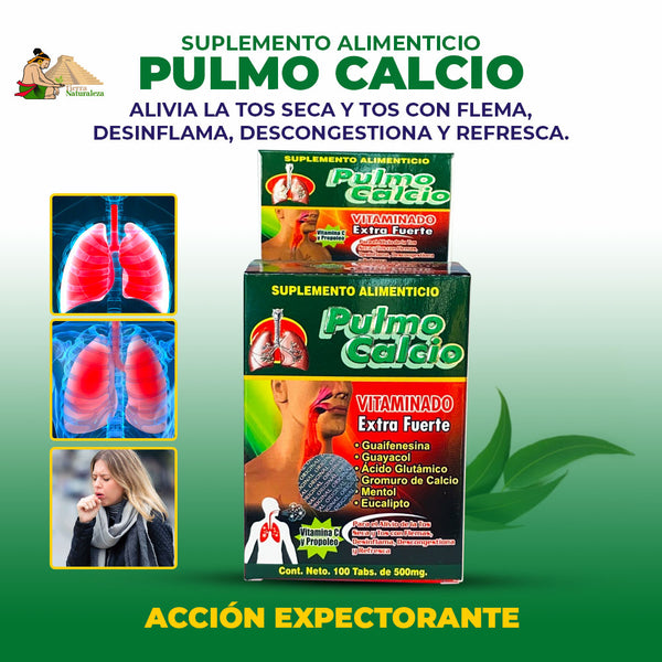 Pulmo Calcio Vitaminado Extra Fuerte para la Tos con Flemas 120 Tabs