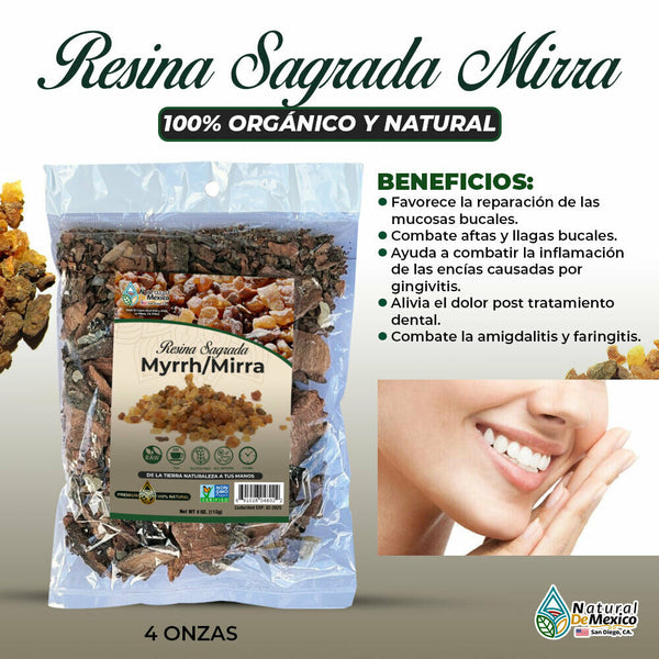 Resina Sagrada Myrrh Mirra 4 oz. 113 gr. Organic Myrrh Incense Resin