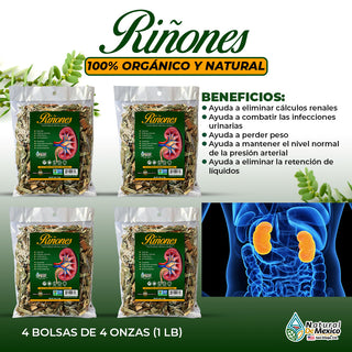 Compuesto Herbal Riñones 1 Lb Salud Renal (4 Bolsas de 4oz)