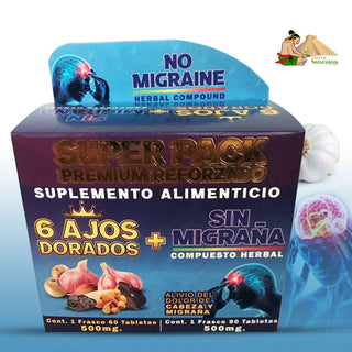 Suplemento Sin Migraña Alivio del Dolor de Cabeza 120 Tabs.