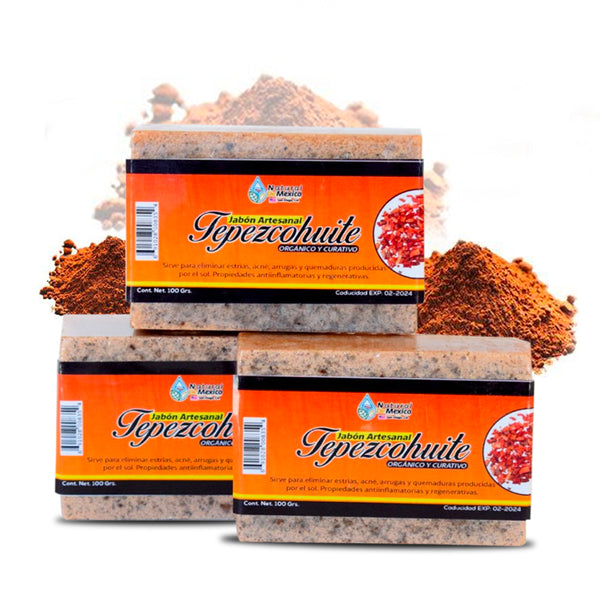 Tepezcohuite Jabón en Barra Manchas y Acné Pack de 3