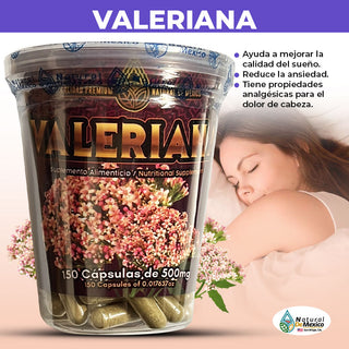 Valeriana 150 Capsulas Ayuda a Mejorar Calidad del Sueño Propiedades Analgesicas Dolor de Cabeza