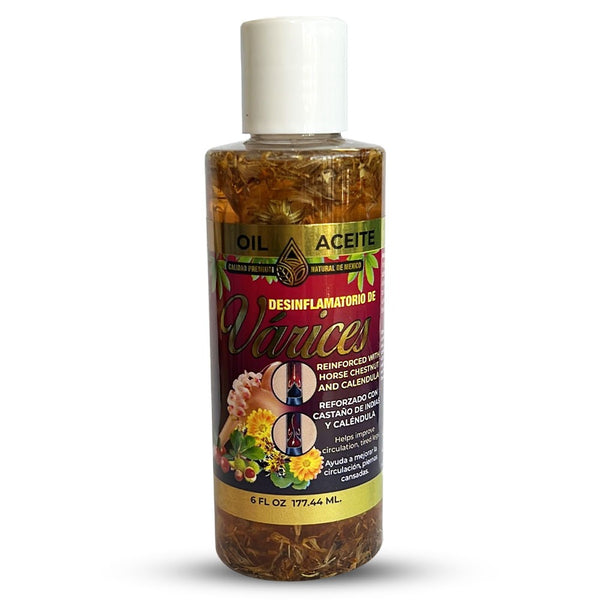 Aceite Oil Para Varices 6 Oz. Desinflamatorio