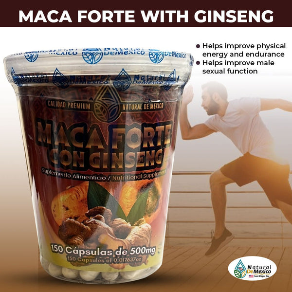 Maca Forte 150 Capsulas Ayuda a Energia y Resistencia Fisica Ayuda a Mejorar Funcion Sexual del Hombre