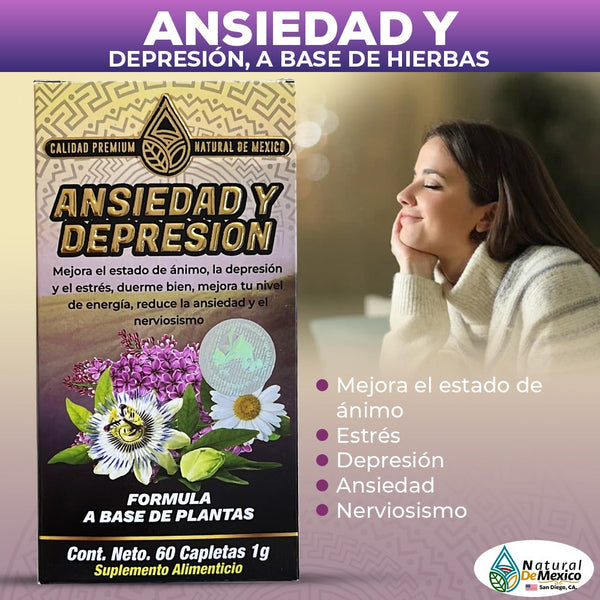 Suplemento Ansiedad y Depresion a Base de Hierbas Mejora Estado de Animo Estres Depresion Nerviosismo