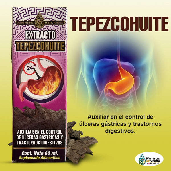 Extracto de Tepezcohuite Ayuda al Control de Ulceras Gastricas y Trastorno Digestivo 60ml.