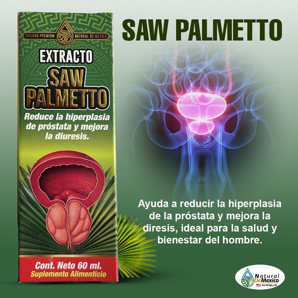 Extracto de Saw Palmetto Ayuda a Reducir Hiperplasia de Prostata Mejora Salud de Prostata 60ml.