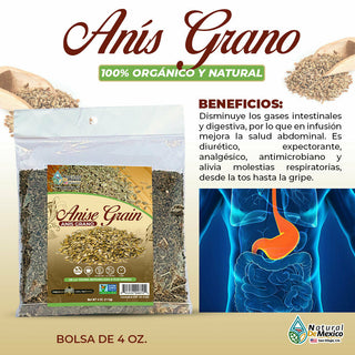 Anis Grano Tea Whole Seeds 4 oz. 113 gr. Anise Seeds Grain Clean Lungs, Nerves