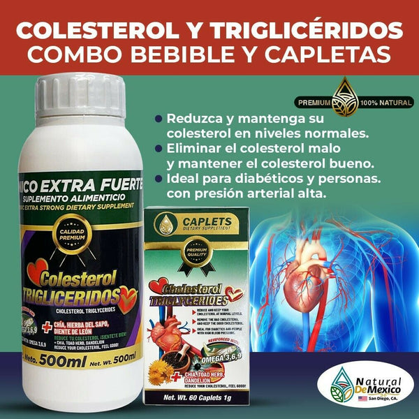 Cholesterol and Triglycerides Combo Drinkable and Caplets To Lower Bad Cholesterol