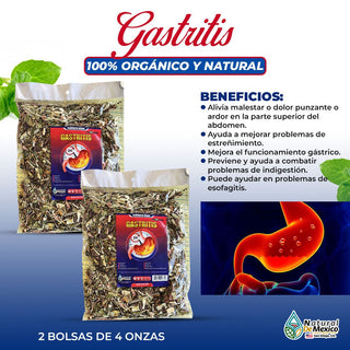Gastritis Compuesto Herbal Tea 8 Oz-226gr.(2 de 4 oz) Antinflammatory Gastritis, H. Pylori