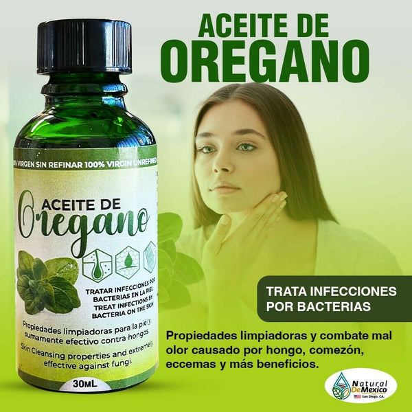 Aceite de Oregano para Hongos, 100% Oil Oregano Sin refinar 30ml. Píe de Atleta
