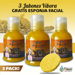 Jabon Liquido de Vibora de Cascabel RattleSnake Soap Treatment Skin Pack de 3