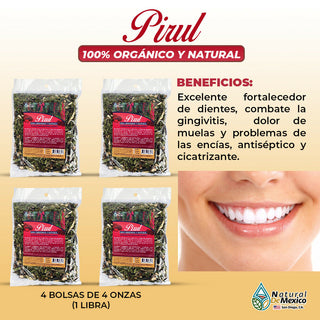 Pirul Schinus molle fortalece los dientes, para muelas 1 Libra (4 de 4 oz)-453g.