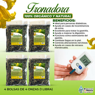 Tronadora Retama Diabetina reduce azucar en la sangre 1 Libra (4 de 4 oz) -453g.