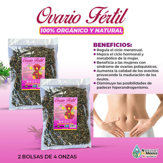 Ovario Fertil Tea 8 Oz-226gr. (2 de 4oz)Dolor de Cintura, Hemorragia Esterilidad