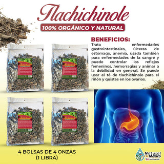 Tlachichinole Ovariton para la gastritis, ideal para ovarios 1Lb(4 de 4oz)-453g.