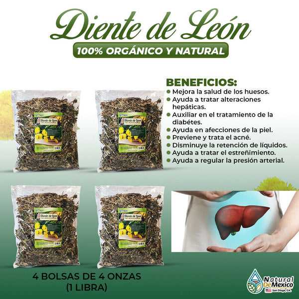 Diente de Leon Herbal/Tea 1 Lb- 453g (4/4 oz) Dandelion Leaf, Detox Kidney Tea