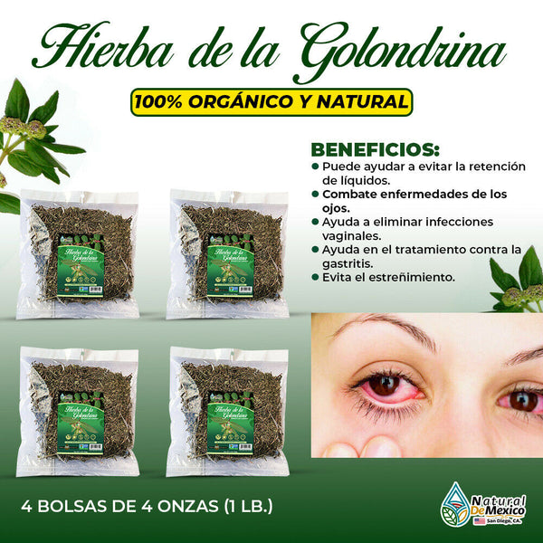 Hierba de la Golondrina Tea 1 Lb-453gr. (4 de 4 oz) Planta Medicinal Para el Ojo