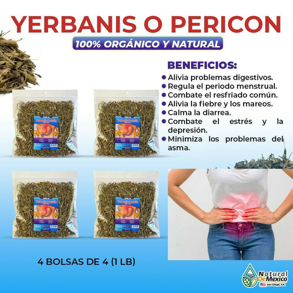 Yerbanis o Pericon regula periodo menstrual naturalmente 1 Libra (4 de 4oz)-453g