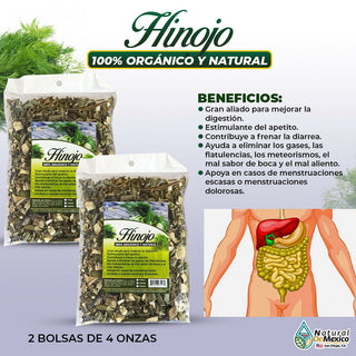 Hinojo Herbal/Tea 8oz-227g (2/4oz) Dried Organic Fennel Leaves, Health Digestive