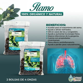Itamo hierba tea ayuda a tratar asma, resfriados y la tos 8 oz (2 de 4 oz)-227g.