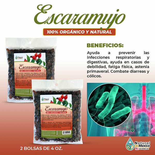 Escaramujo Organic Herb Tea 8 oz. 227gr. (2/4 oz.) Infecciones Respiratorias