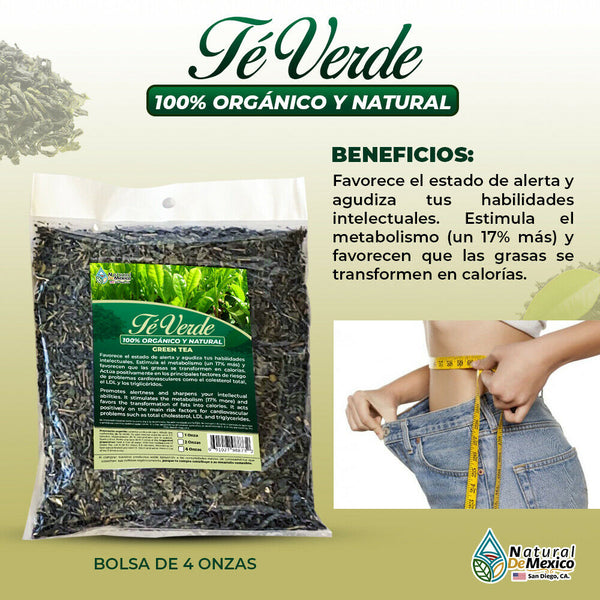 Te Verde Green Tea Herbs estimula el metabolismo, reduce tallas 4 onzas - 113g.