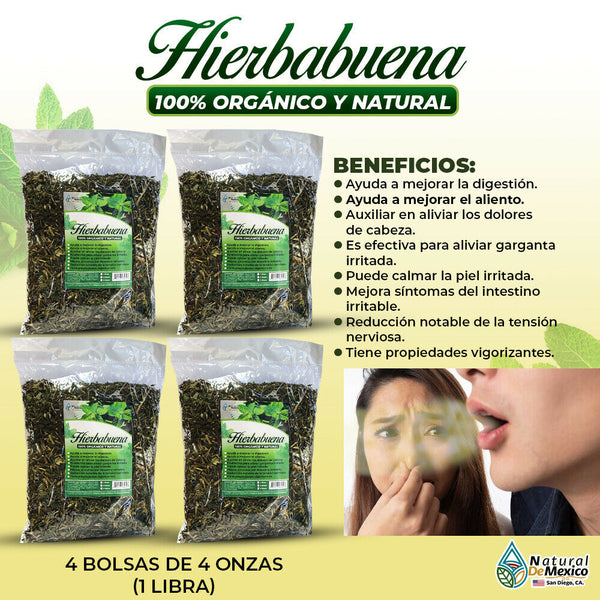Hierbabuena Tea 1 Lb-453g (4/4 oz) Mint Leaves, Yerbabuena Natural Fresh Breath