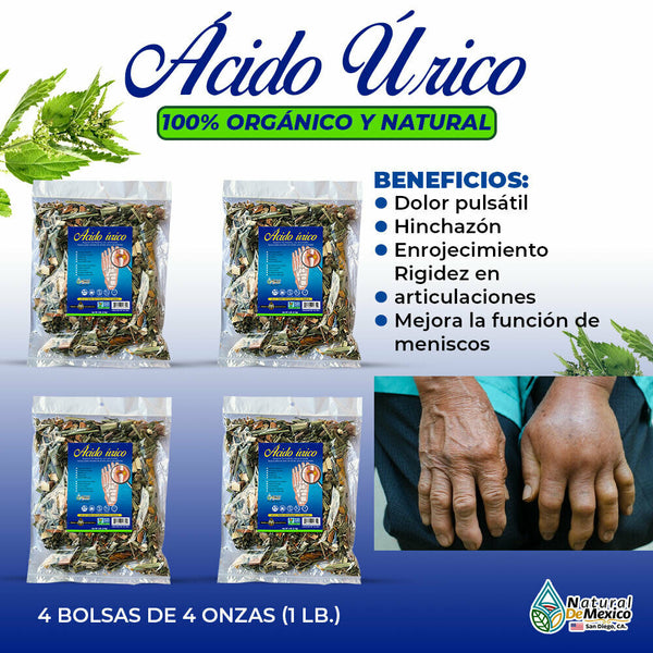 Acido Urico 1 Lb-453gr. (4 de 4oz.)Uric Acid Herbal/Tea Para Dolores Articulares