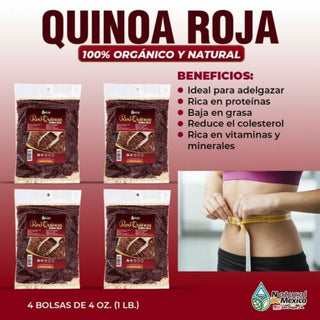 Quinoa Roja Te Herbal 1 lb. 453gr. (4/4) Fibra Vegan Protein 100% Puro de Mexico