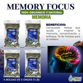 Memoria Tea 1 lb. 453gr. (4/4) Vitaminas para el cerebro, Concentracion Enfoque