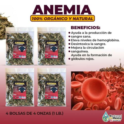 Anemia Vitaminado Compuesto Herbal 1 lb. 453gr. (4/4) Globulos Rojos Sangre Sana