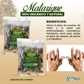Matarique Maturique raiz/root para reumas, dolor de muelas 8 oz (2 de 4 oz)-227g