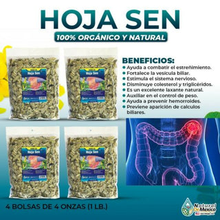 Hoja Sen Herbal Tea 1 Lb-453g (4/4 oz) Dried Senna Leaves Tea Digestive Support