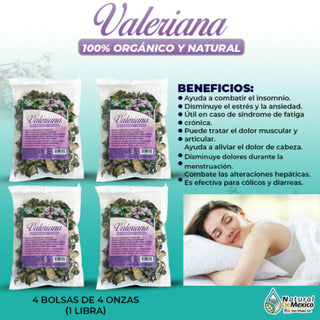 Valeriana Valerian Root Relaxation and Sleep super efectiva 1 Lb(4 de 4oz)-453g.