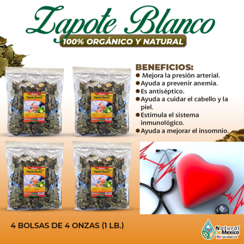 Zapote Blanco 1 Lb (4/4 oz) 453g. Sapote White Sapote Mejor Presion Arterial