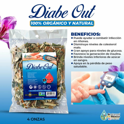 DiabeOut Tea 4 oz-113gr. Pure Natural Herbal Tea, Control Sugar, Primera Calidad