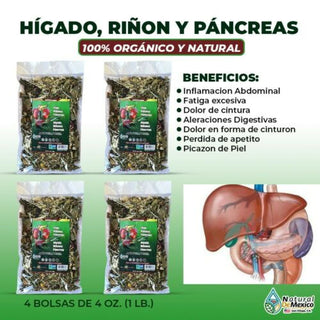 Higado, Riñon y Pancreas Compuesto 1 lb. 453gr.(4/4 oz) Desintoxica el Organismo