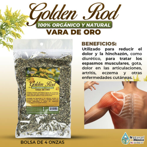 Vara de Oro Canadá Herb Tea 4 oz. 113gr. Golden Rod Plant Dolor, Hinchazón
