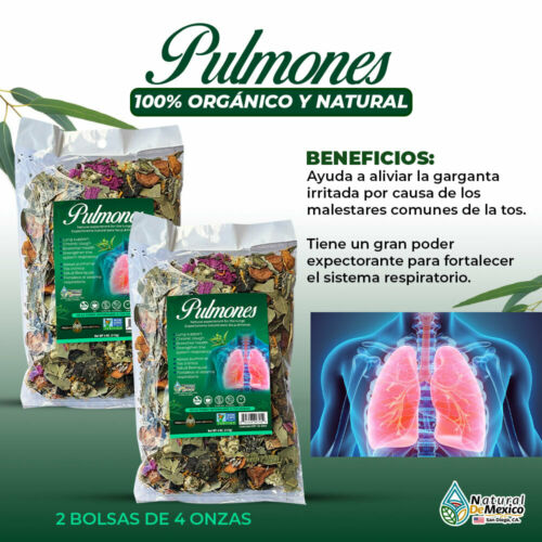 Pulmones Herbal/Tea 8 Oz-226gr. (2 de 4 Oz.) Desinflamar Pulmones, LUNG HEALTH
