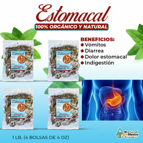 Estomacal Herbal Tea 1 Lb-453g (4/4oz) Inflamación Estomacal Mal Aliento Diarrea