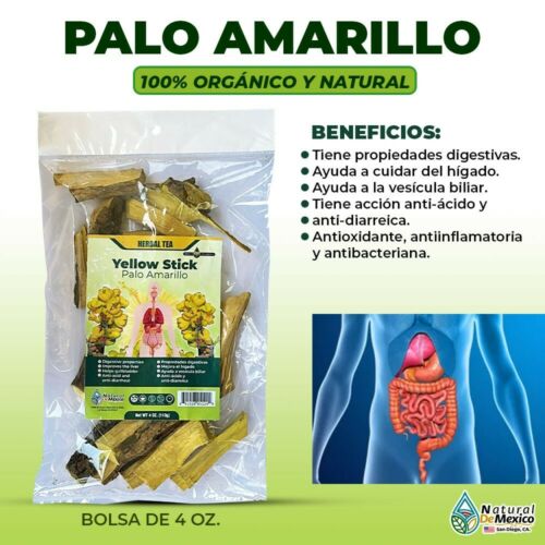 Palo Amarillo 4 oz. 113gr. Yellow Stick Herb Tea, Palo de Arco, Cuida el Higado