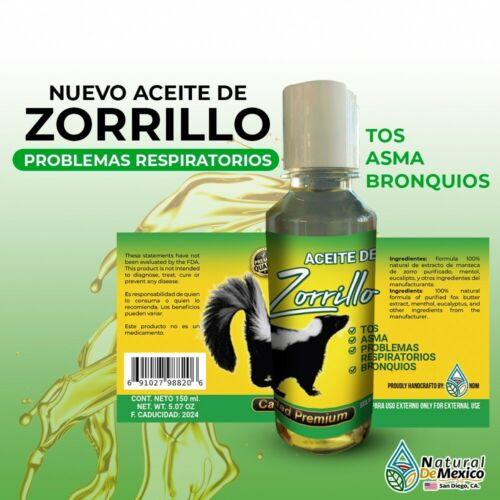 Skunk Oil 100% Respiratory Problems, Cough Support Respiratory Problem