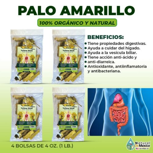Palo Amarillo 1 lb. 453 gr. Yellow Stick Herb Tea, Palo de Arco, Cuida el Higado