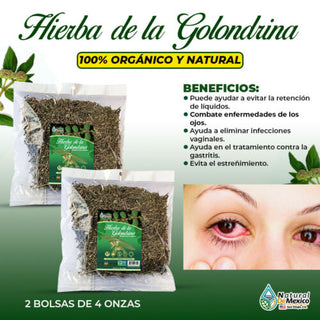 Hierba de la Golondrina Tea 8 Oz-226gr. (2 de 4 oz) Planta Medicinal Para el Ojo