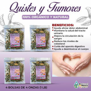Quistes y Tumores Herbal/Tea 1 Lb-453gr (4de 4 oz) Papiloma Ulceras, Hemorragias