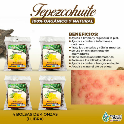 Tepezcohuite Herb 1 lb. 453gr. (4/4 oz)Corteza Te Natural Organico, Skin Support