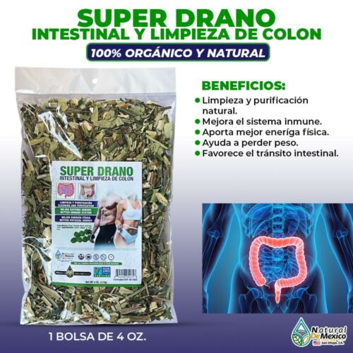 Super Drano Intestinal y Limpieza de Colon Compuesto Herbal 4 oz. 113gr.