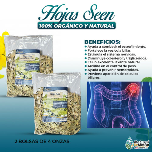 Hoja Sen Herbal Tea 8 oz-227g (2/4 oz) Dried Senna Leaves Tea Digestive Support