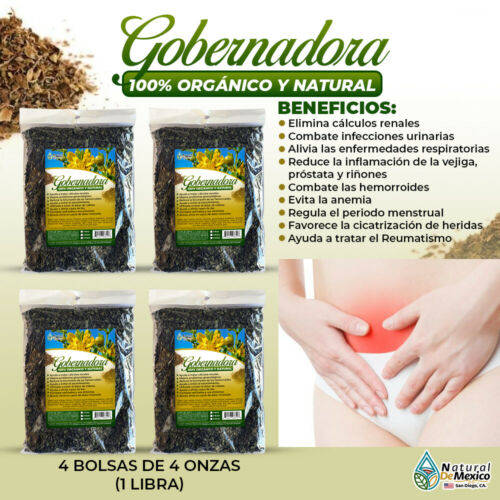 Gobernadora Herbal Mexican Tea 1 Lb-453g. (4-4 oz) Chaparral Leaf Vejiga Support